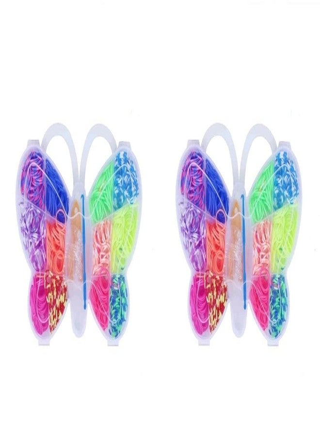 Just Flowers Loom Rubber Band Kit for DIY Crafts, 8 Colored Loom Band Set with Butterfly Design Case, (Pack of 2) - Image 1